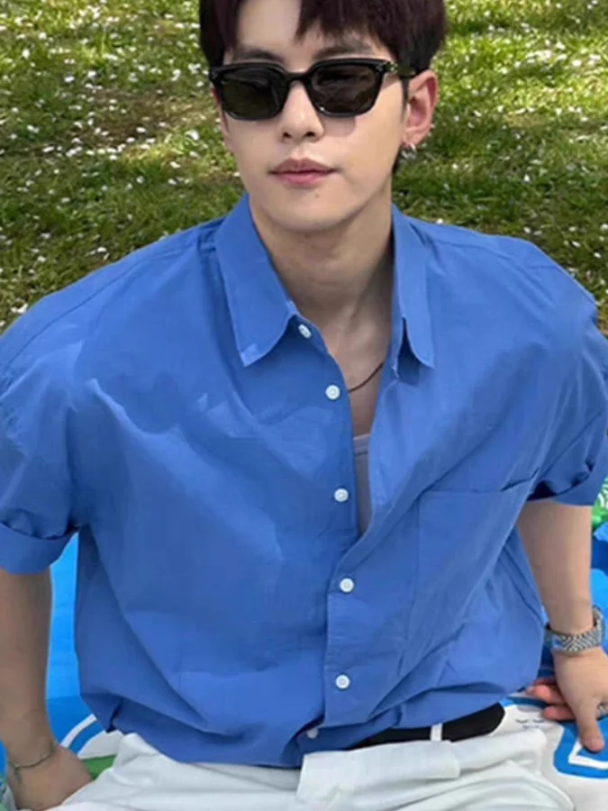 

Loose Blue irt Boyfriend Sle ort Sve Sun Protection Open Cardigan Cool Feeling Ice Silk Chiffon Workwear irt