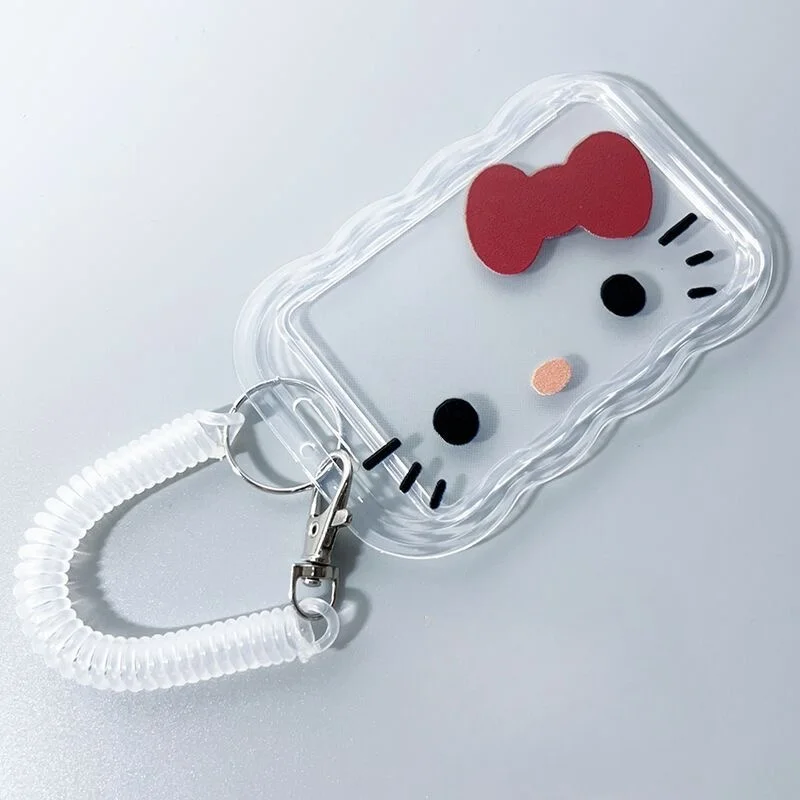 Cute Sanrioed Hello Kitty Card Holder Cartoon Badge Credit Card Case Bank Id Bus Card Holders Women Keychain Girl Gift image 5