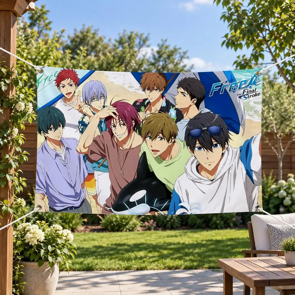Anime Free! Timeless Medley Flags Aesthetic Wall Tapestry Printed Wall Hanging Living Room Party Outdoor Decor