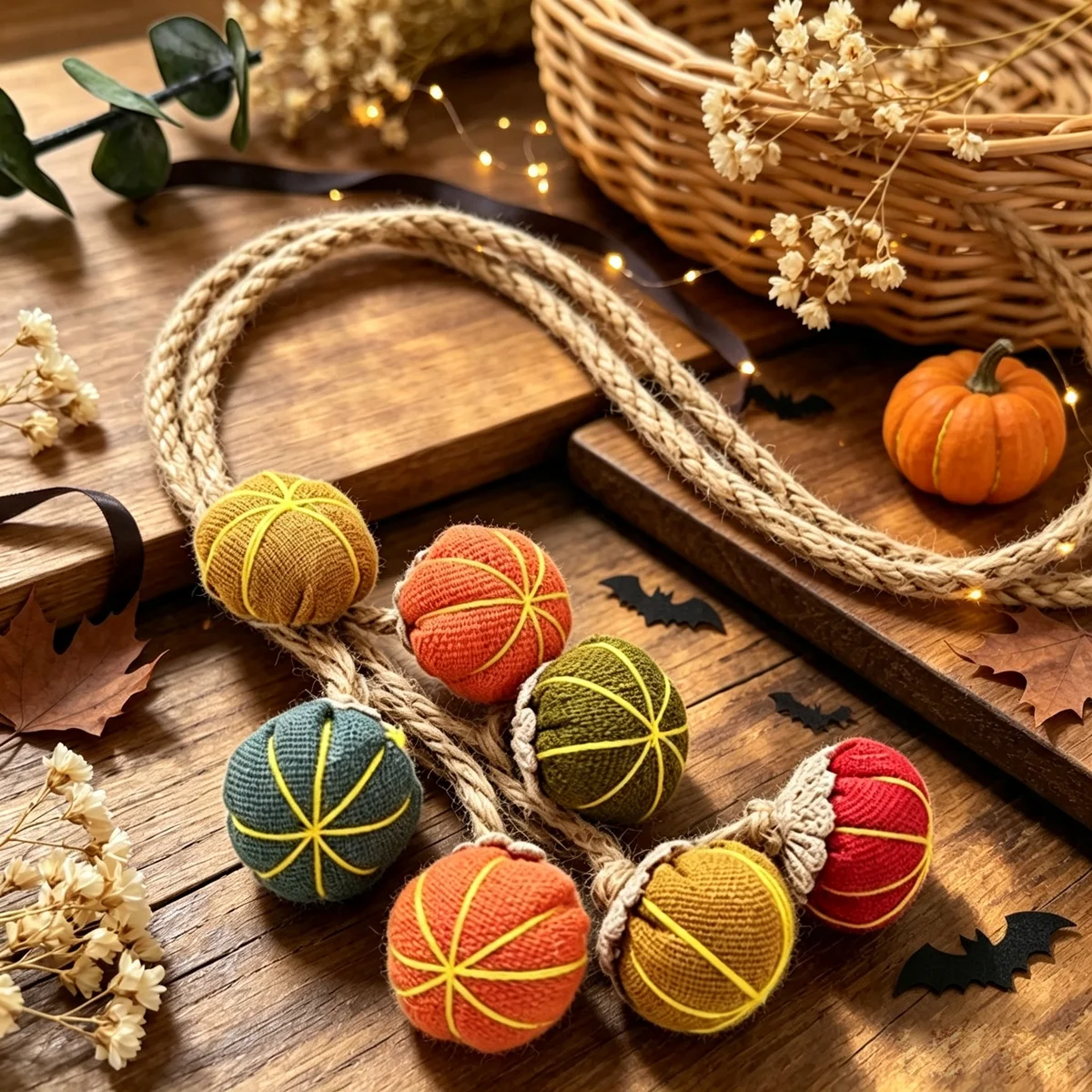 2 Pack Curtain Tiebacks with 7 Pumpkin Decorations, Curtain Holdbacks for Home Fabric Decor & Atmosphere Creation