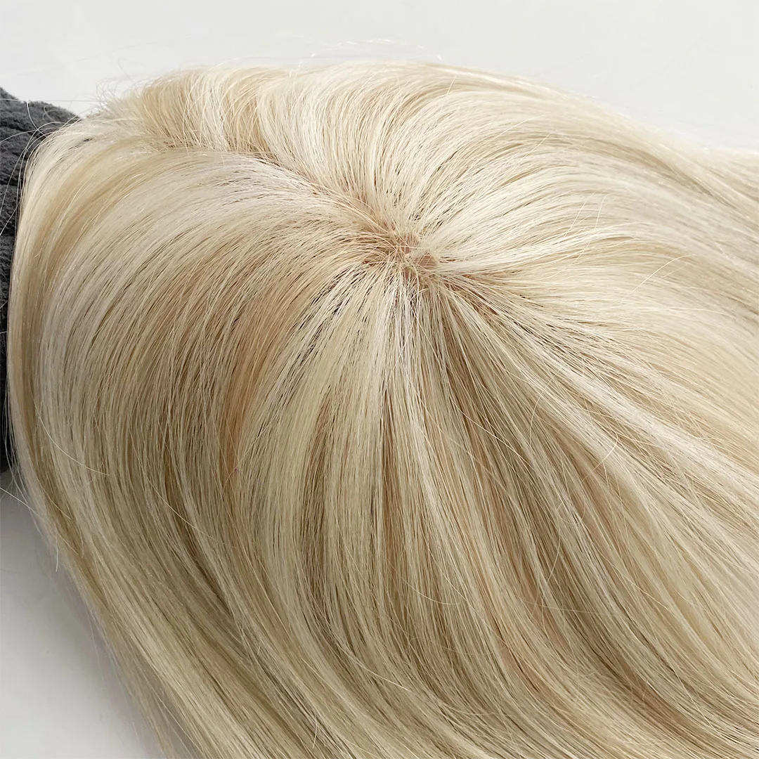 2025 Wholesale Top Grade Human Hair Highlight Color Silk Base Topper Clip In Human Hair Toupper