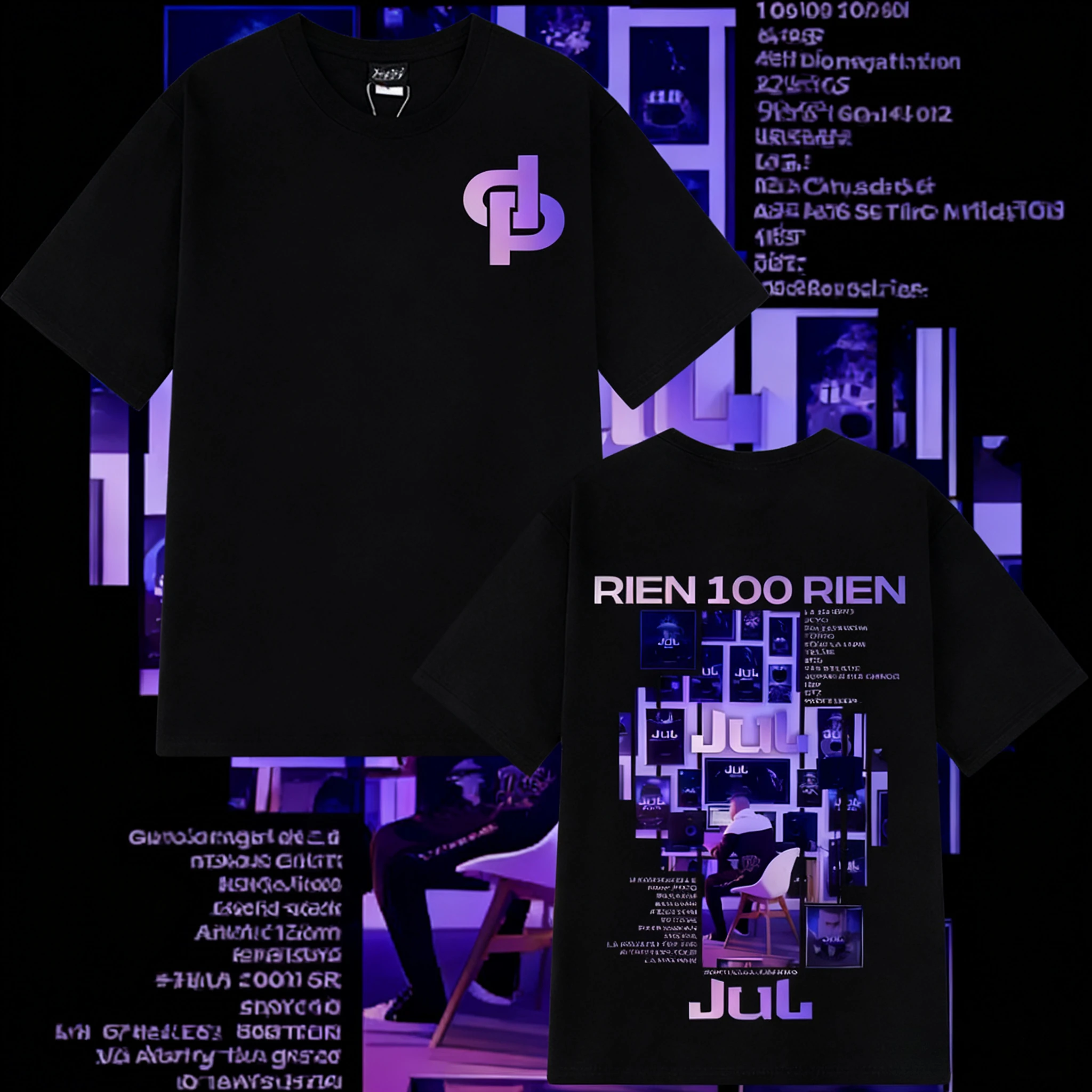 

2025 Summer Rapper Jul Rien 100 Rien Album Tour Graphic Men's Women Fashion Tees Hip Hop 100% Pure Cotton Printed T-shirt Y2k
