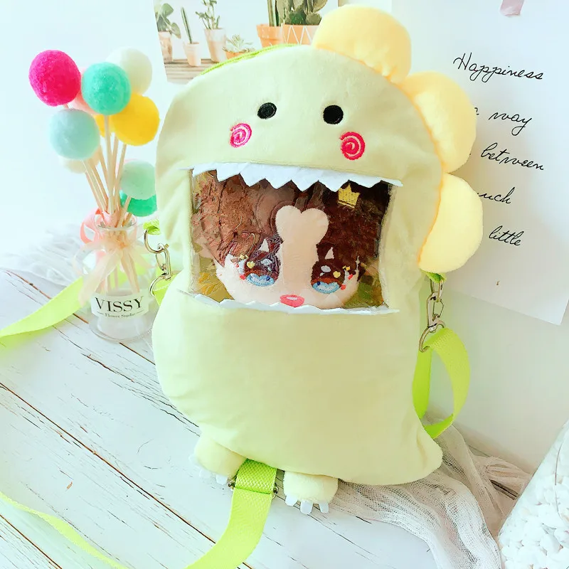 

20cm New Cute Idol Doll Bag Clothes Kawaii Soft Stuffed Dinosaur Plush Cotton Doll Crossbody Bag for Girls Gifts Soft Kids Toys