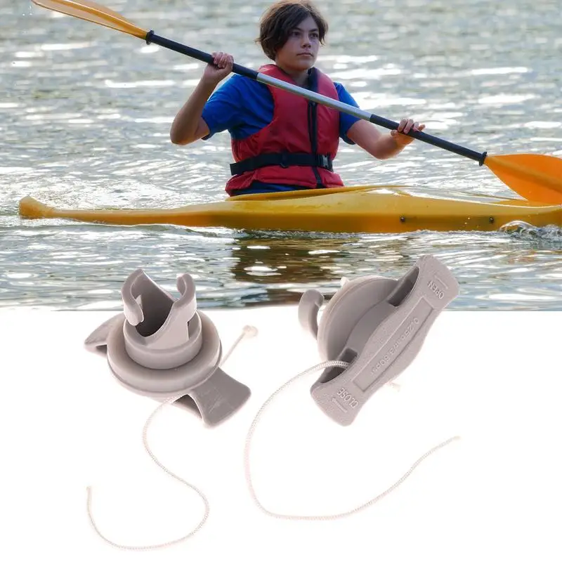 【F】2Pcs Leakproof Inflatable Boats Air Valve Plug Covers With Rope Spiral Air Plugs For Paddleboard Rubber Dinghy Raft Kayak