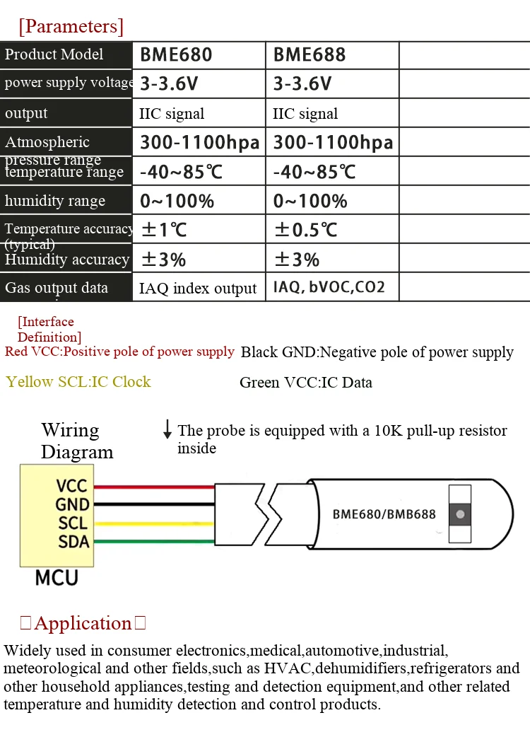 BME680 BME688 Umweltsensor Luftqualitäts-/Atmosphärendruck-/Temperatur-/Feuchtigkeitssensormodul – Detail 3