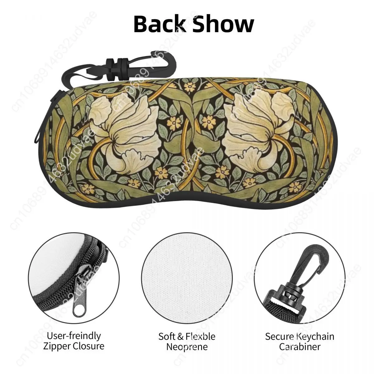 William Morris Pimpernel Sunglasses Case Neoprene Zipper Floral Textile Pattern Shell Eyeglass Case Protective Box For Glasses