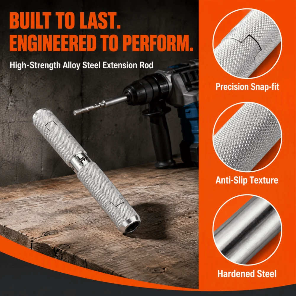 SDS Max Round Shank Adapter 5‑Groove Adapter Durable Round Shank Drill Bit Connector Impact Resistance Connected Firmly