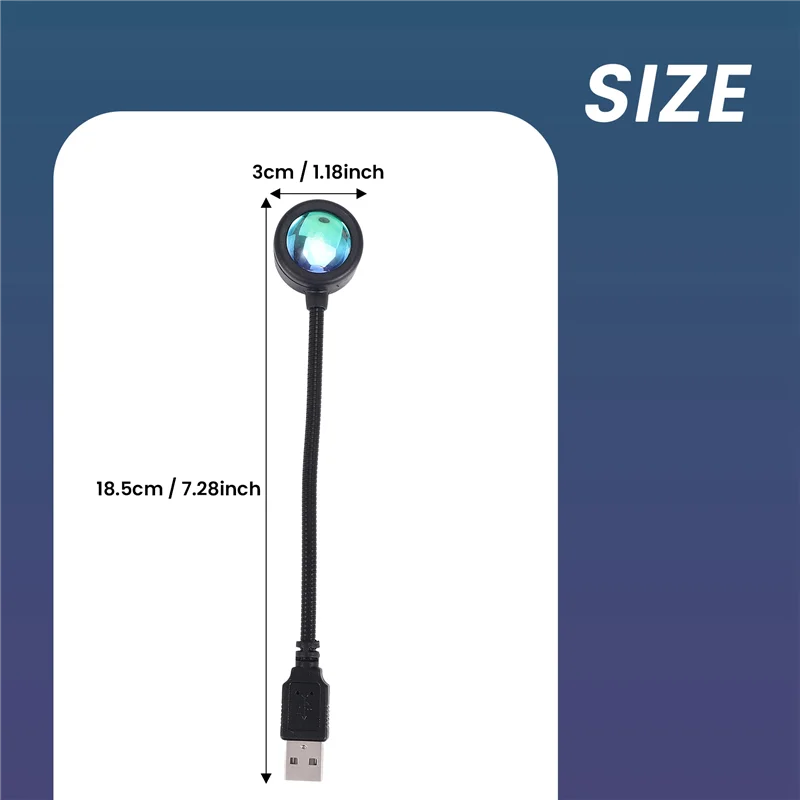 Светодиодная USB лампа заката, ночник, проектор, украшение для дня рождения, портативный светильник для спальни, гостиной-ABPP
