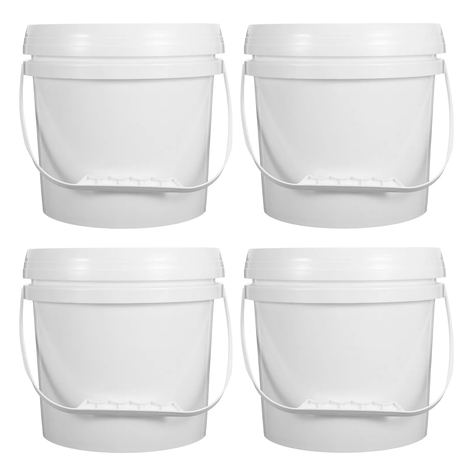 

Large Capacity White Food Storage Bucket Portable Handle Airtight Lid for Milk Jam Ice Cream Kitchen Pantry Organizer Plastic