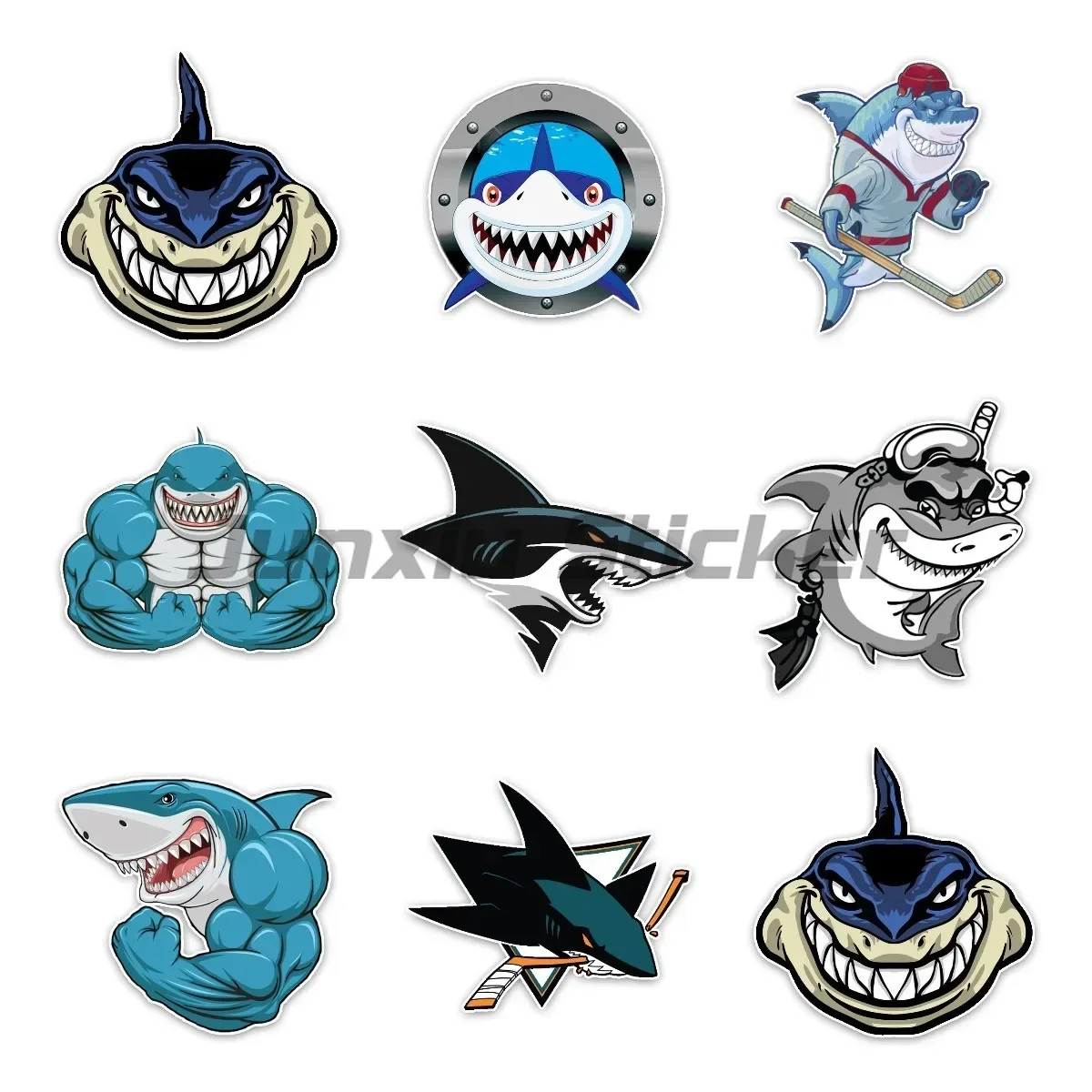 

Strong Shark Sharp Teeth Fish PVC Material Sticker for Laptop Helmet Car Bicycle Table Motorcycle Off-road Wall Room Boat Decal