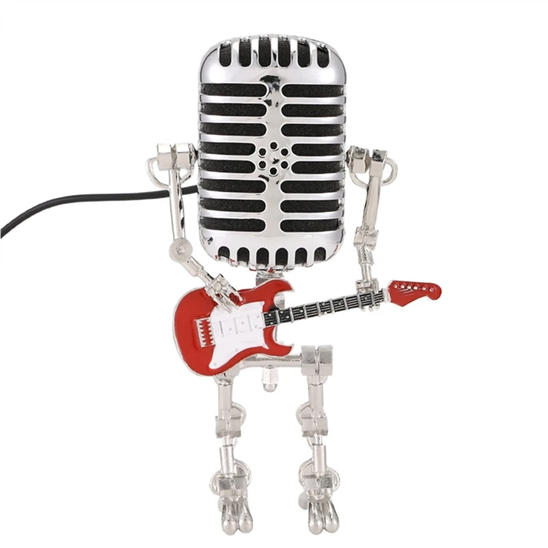 2 шт. микрофон Rockbot, металлический микрофон, робот, настольная лампа, держатель для гитары, винтажный ночник, винтажный микрофон, робот, настольная лампа