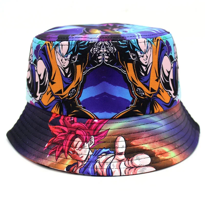 Dragon Ball Japanese Anime  Bucket Hat Summer Son Goku Bejīta Yonsei Hawaiian Cap Outdoor Casual Cap Men Adult Children Sun Hat