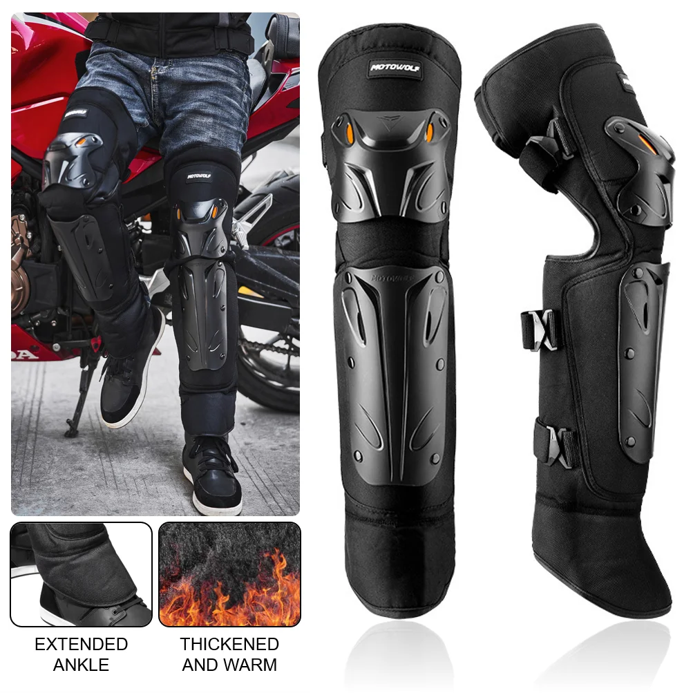 

1 Pair Winter Motorcycle Warm Kneepad Motorbike Riding Knee Pads Cold And Warm Pu Windproof Thickened And Plush Leg Guards Plush