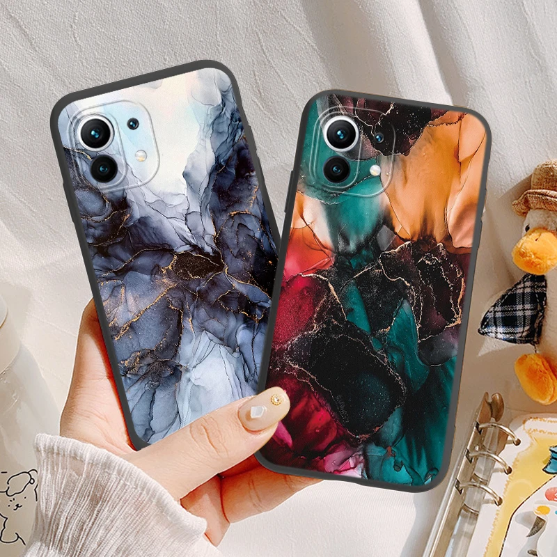 Luxury Gradient Blue Ocean Marble Case For Xiaomi 11t 11 T Pro Mi 11 Mi11 Pro Lite Mi11t Square Silicone Protective Soft Cover