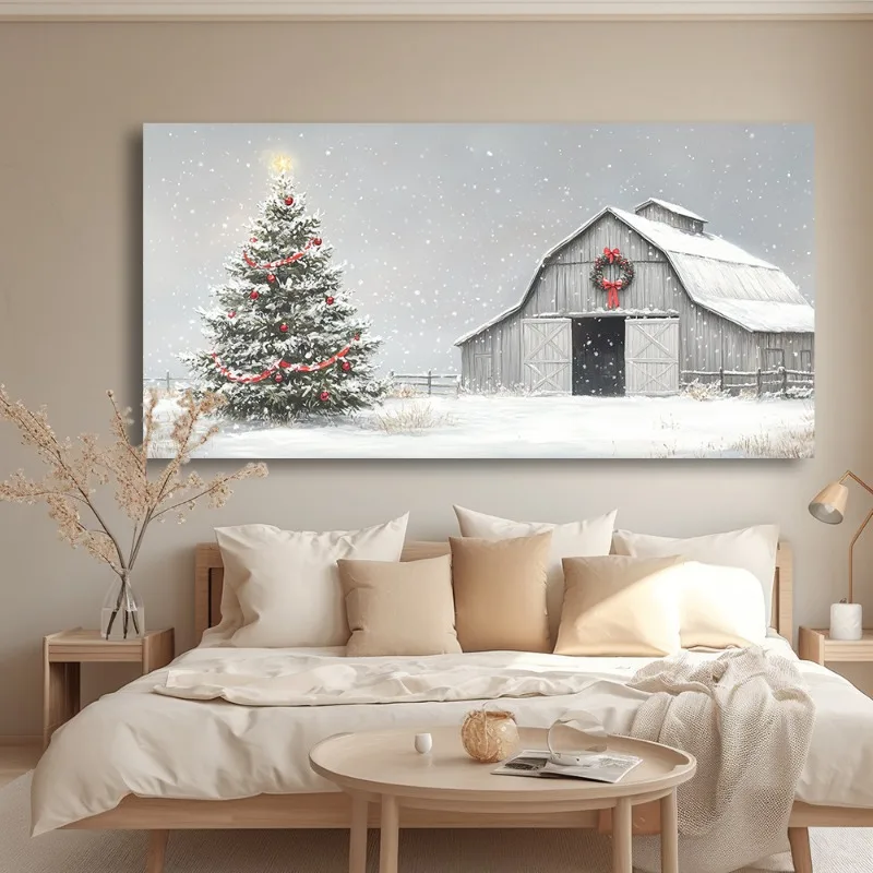 

Canvas Wall Art Snowy Barn Modern Painting Frameless Picture Living Room Bedroom Office Home Decor High Quality Print on Canvas