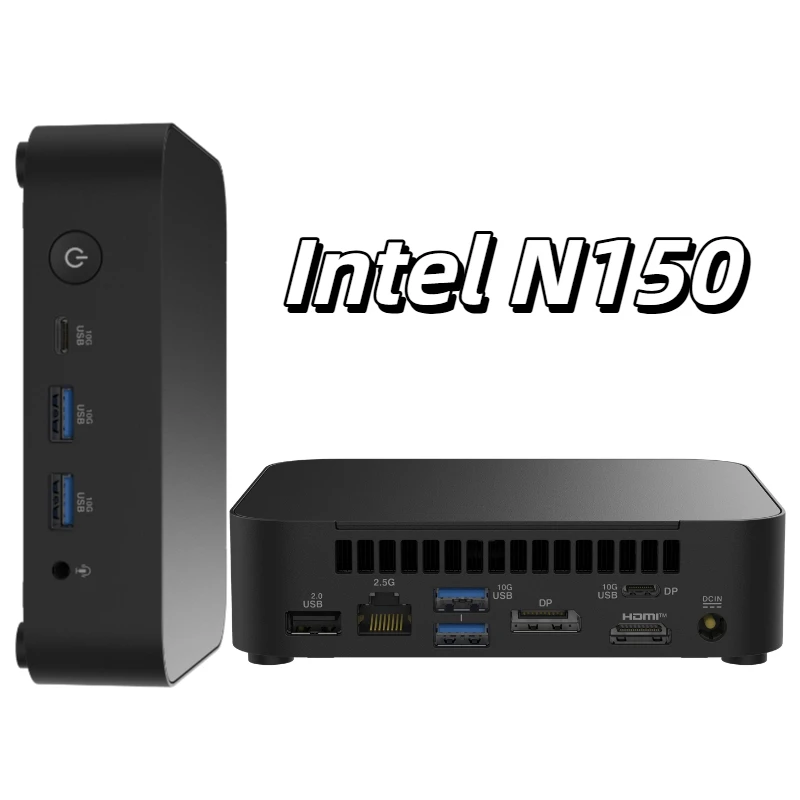 Mini PC Intel Processor N150 Barebone Single RJ45 LAN 5xUSB 1xHDMI DP HTPC No RAM No SSD No Wifi Desktop Computer