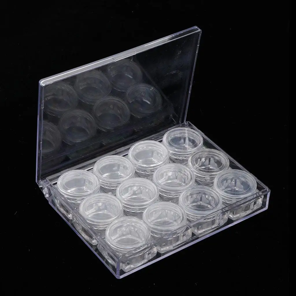 12 Pieces Clear Storage Box Jewelry Nail Art Beads Pin Small