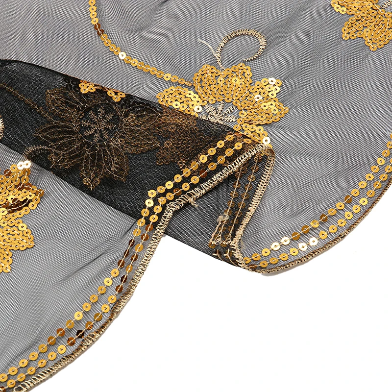 Vintage Flower Tassel Sequin Shawl Scarf Elegant Long Muslim Women Wrap Party Evening Dress Shawl Fringed Wedding Cape Prom