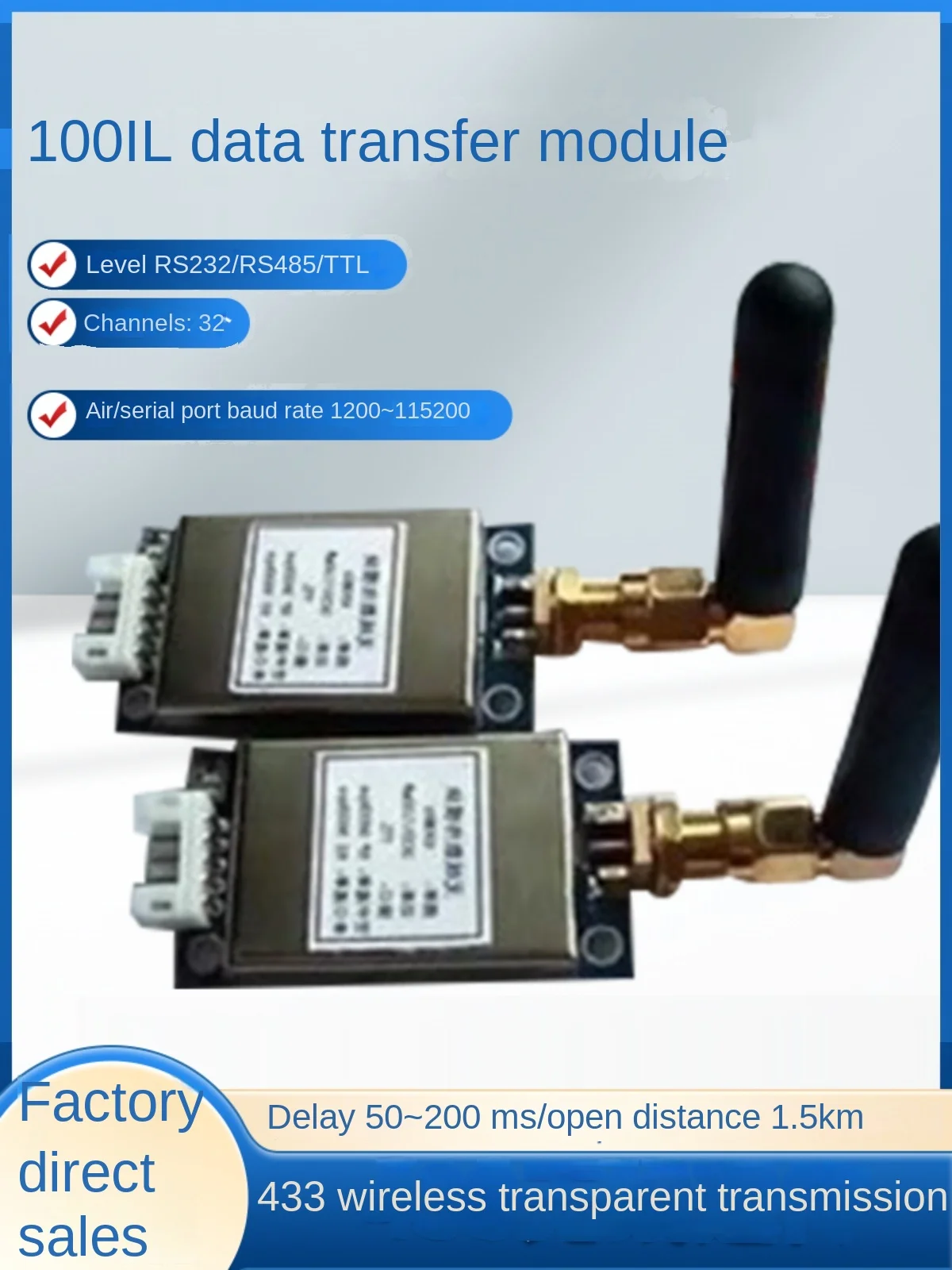 Long-distance wireless digital radio station 433M serial microcontroller 232 485 wireless transceiver module
