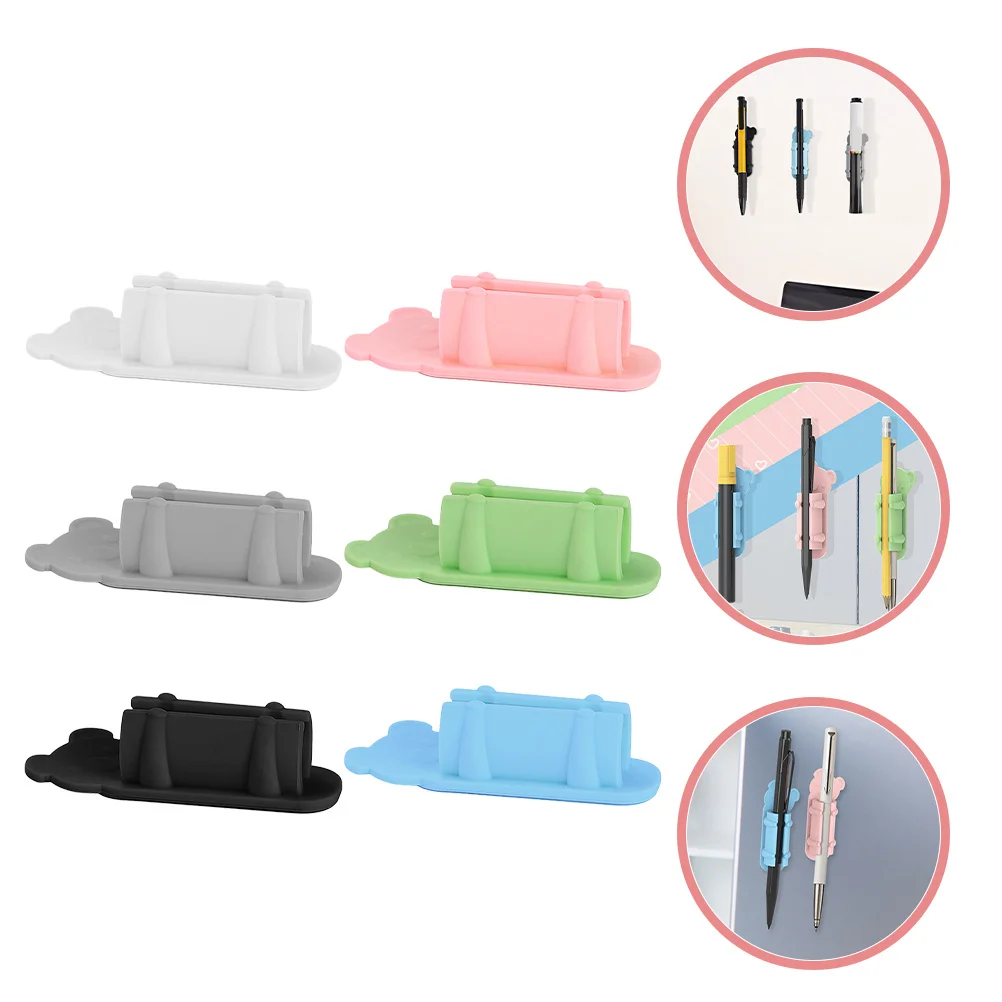 

6Pcs Pen Holder Clip Adhesive Silicone Pen Clamps Multipurpose Desk Pencil Holder for Whiteboard Refrigerator Calendar Map