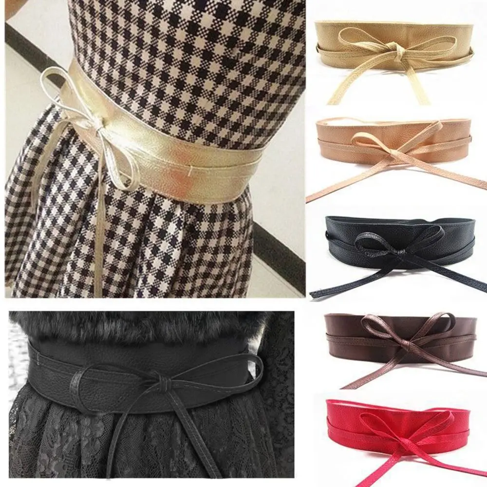 فاخر بسيط التفاف Bowknot واسعة الخصر الفرقة السيدات اللباس Cummerbands مشد حزام من الجلد