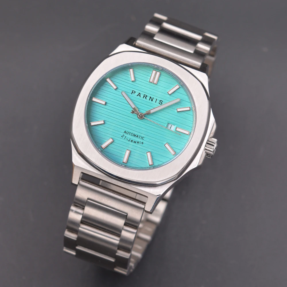 Casual Parnis 42MM Blue Dial Mechanical Automatic Men Watches Calendar Sapphire Crystal Men's Watch Gift Clock reloj hombre 2024