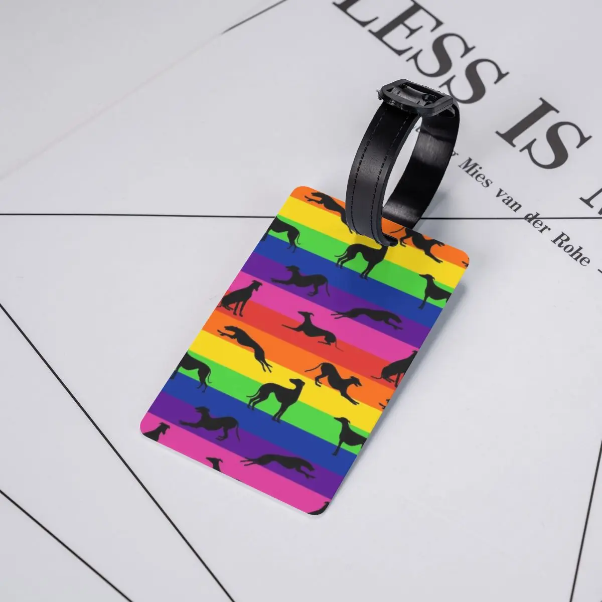 Custom Greyt Greyhound Rainbow Luggage Tag Privacy Protection Whippet Sighthound Dog Baggage Tags Travel Bag Labels Suitcase