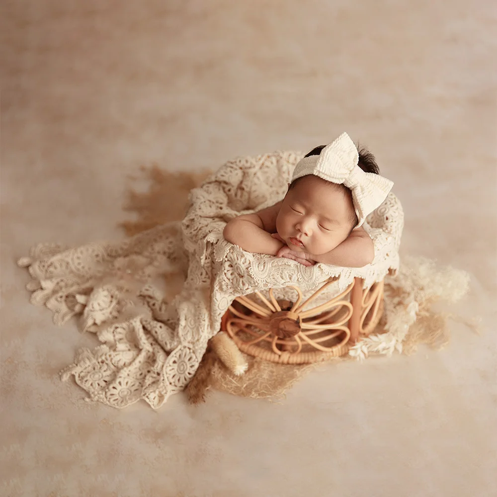 Neugeborene Fotografie Requisiten Kopf bedeckung Kopfschmuck Blumen kopf Blumen bogen Kopfschmuck Spitze Decke Hintergrund Baby Fotoshooting Zubehör