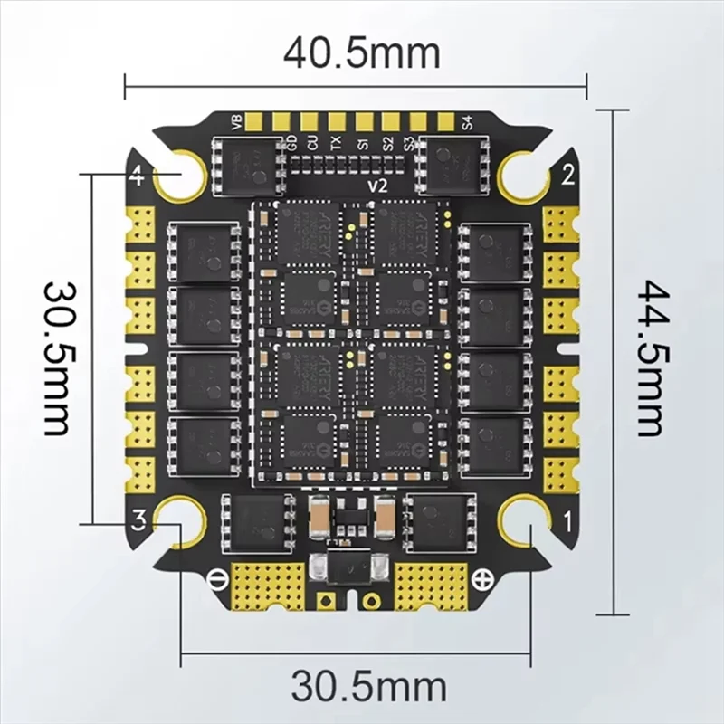 3CGRO-AA08-3065AM32 3-8S FPV 4-IN-1 ESC 32Bit 65A 3065 V2 AM32 4-In-1 ESC Cross-Country ESC