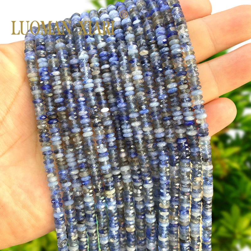 2x5MM Facettierte Scheibe Naturstein Imitieren Kyanit Kristall Rondelle Spacer Perlen für Schmuck Machen Diy Armbänder Zubehör
