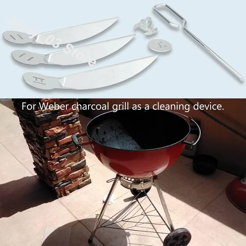 Silver 22-1/2-Inch One-Touch Cleaning System Kit For Weber Kettle Grills for 7444 Weber Grill Replacement Parts for Grill Bottom