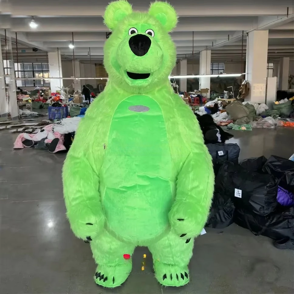 Adult Inflatable Bear Mascot Costume Cartoon Doll Clothes for Halloween Carnival Animal Cosplay Party No Battery