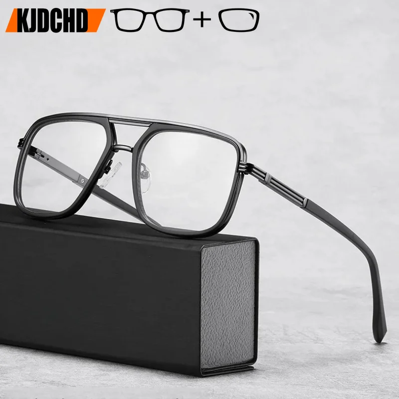 KJDCHD (L) Lunettes de vue simples pour hommes, style pilote, pour myopie et hypermétropie, tendance, anti-lumière bleue, photochromiques, progressives, pour la lecture