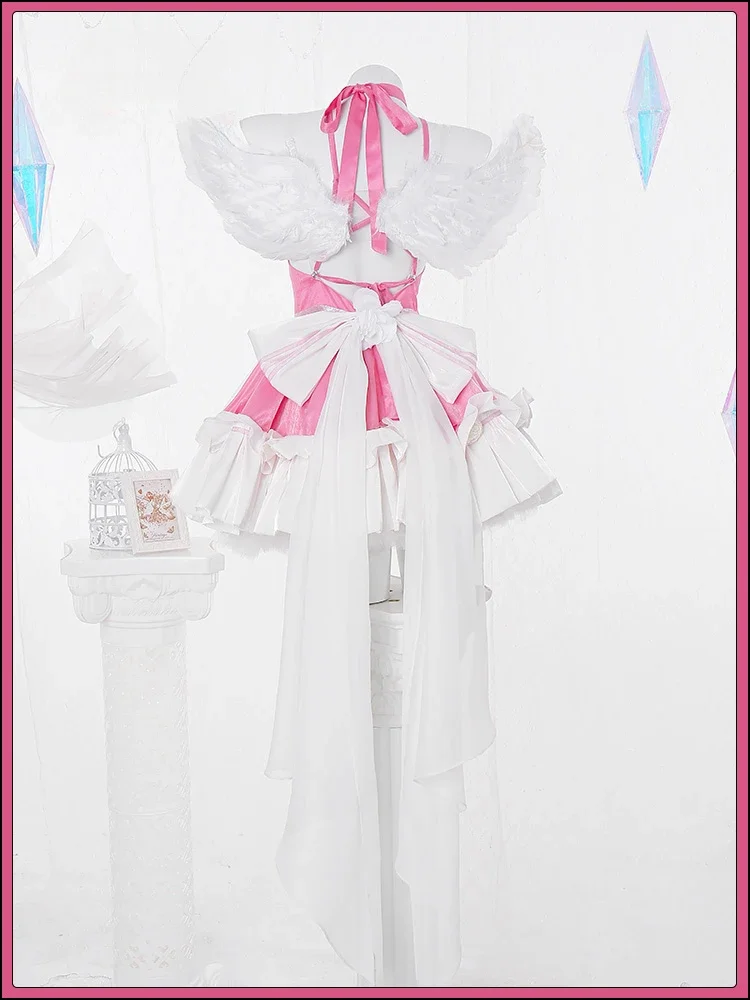 Game Nikke Dorothy Anniversary Skin Cosplay Costume Halloween Outfits Women Suit Pink Lovely Dress Wing Wig 100cm