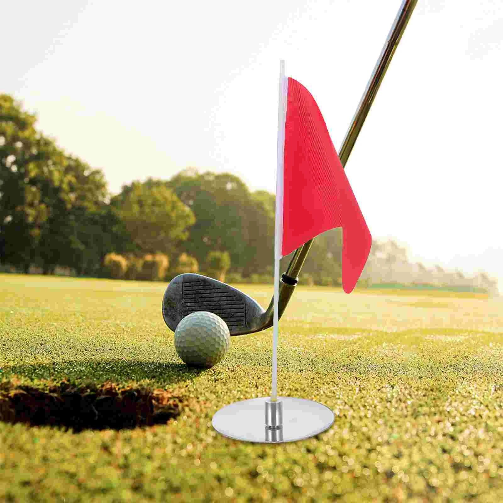 Launch Monitor Golf Flagpole Small Golfing Flags Portable Practice Putting Green Cups and