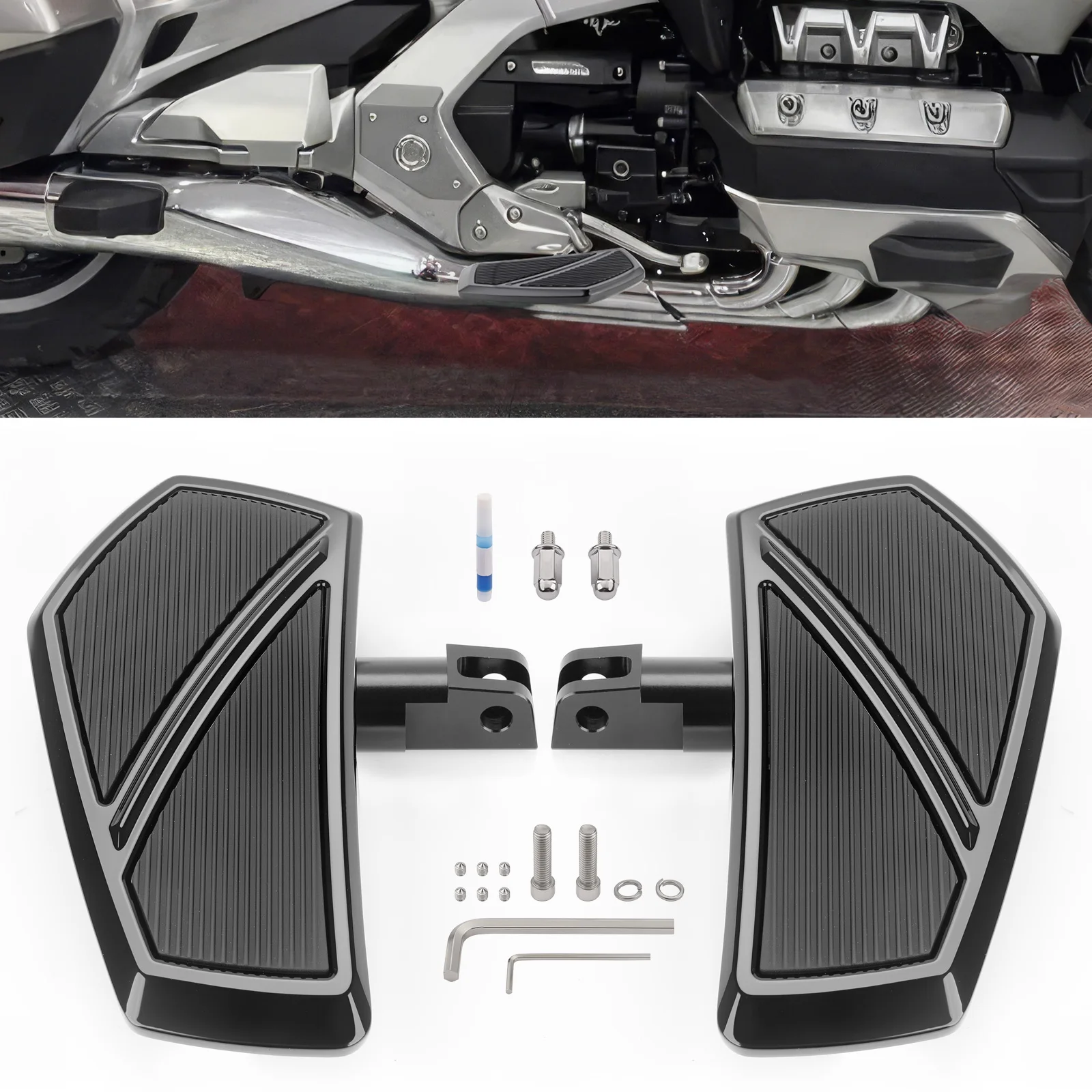 Motorcycle Anti-Slip Front Floorboards Footpegs 360 Degrees for Honda Gold Wing GL1800 Goldwing GL 1800 F6B 2001-2024