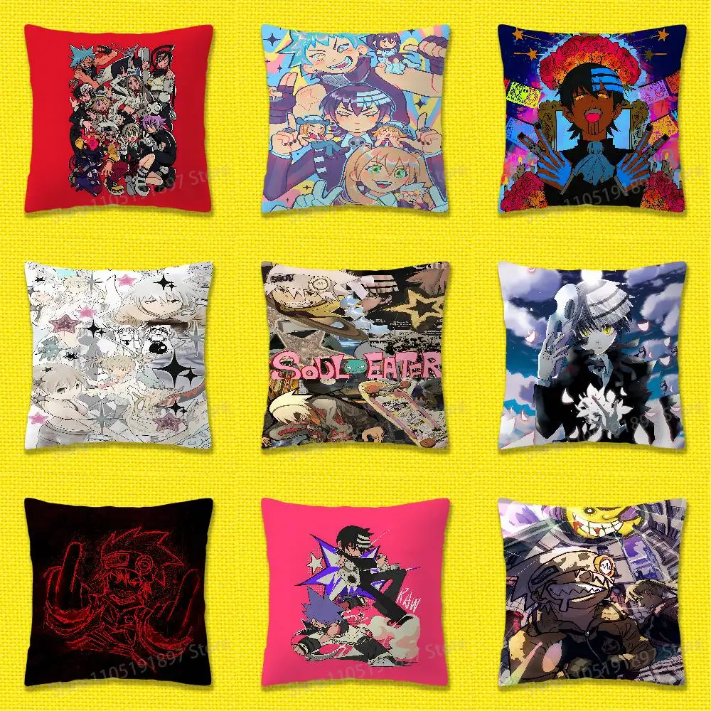 

S-Soul E-Eater Evans D-Death the Kid Throw Pillow Case For 45x45cm 40x40cm 30x30cm 50x50cm 55x55cm Square Home Pillowcase Case