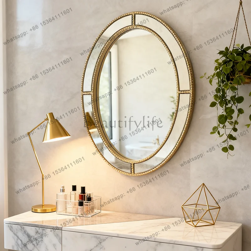 French oval retro mirror American high-end bathroom makeup mirror customization