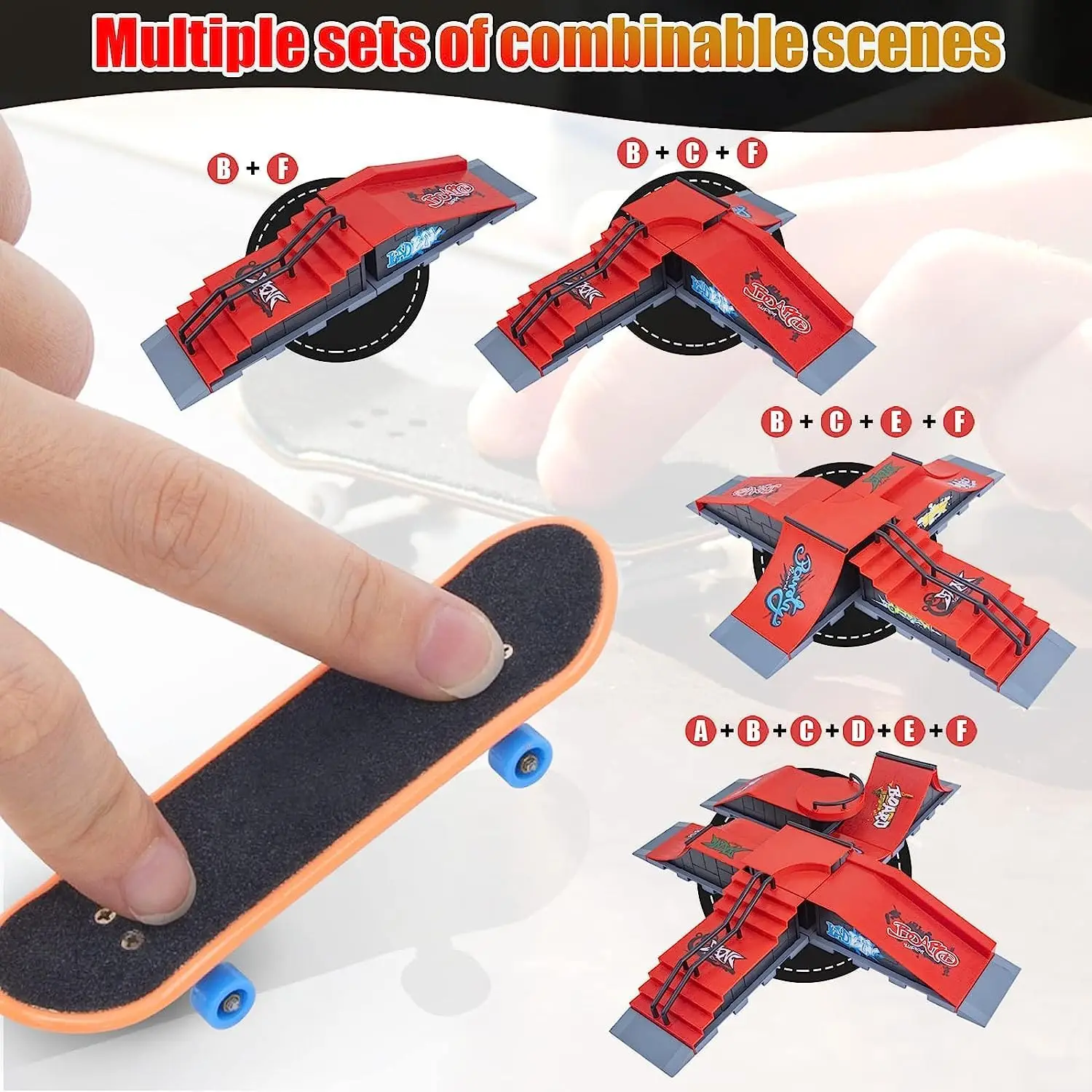 Tech Practice Deck Finger Skateboards with Skate Park Ramp Parts Children Gift Set Parks for Fingerboard Toys