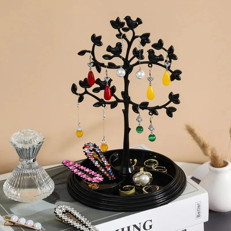 

Hanging Tree-Shaped Jewelry Organizer with a Bottom Tray for Storing Rings, Earrings, and Necklaces