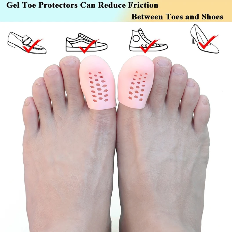 Pexmen 2/4Pcs Gel Toe Protectors Toe Caps Sleeves Prevent Pain Relief for Corns Blisters and Ingrown Toenails Big Toe Covers