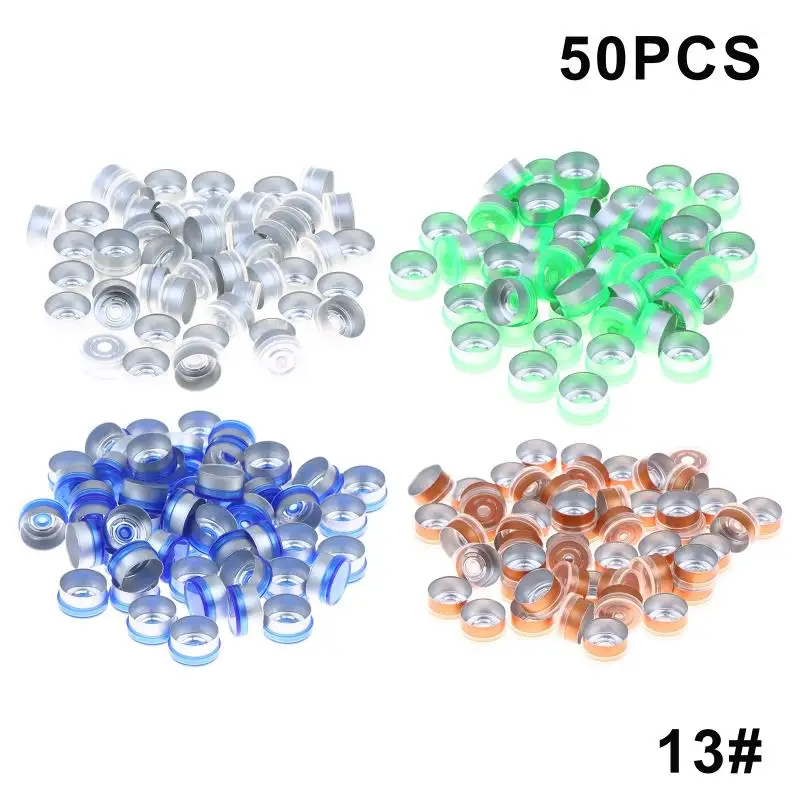 50Pcs 13mm Aluminium Plastic Pharmaceutical Caps Multi Color For Crimping Glass Vial