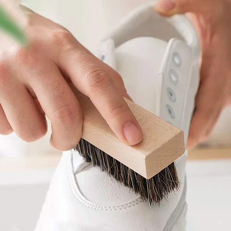 Praktische Schuhbürste mit Holzgriff, Polierbürste, Kunsthaarbürste, weiche Schweineborstenbürste, Sneaker-Reinigungsbürste, Wäschebürste – Detail 7
