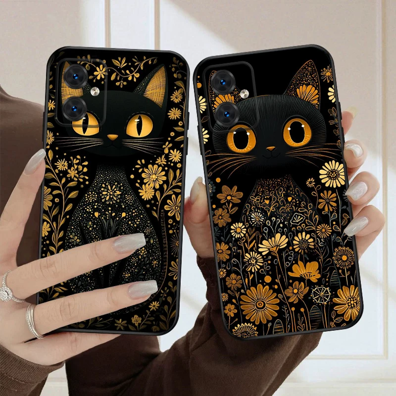 

Flower Cat Black For Moto Edge 40 50 Neo 5G E 14 15 G04 G05 4G G24 G34 G35 G54 POWER G55 G75 G84 85 silicone soft phone case