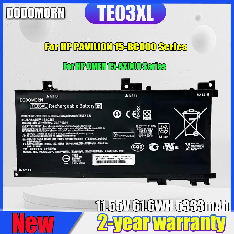 Nowa bateria DODOMORN TE03XL do HP OMEN 15-bc011TX 15-bc012TX 15-bc013TX 15-AX015TX AX017TX TPN-Q173 HSTNN-UB7A 849910-850