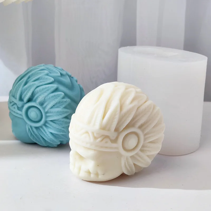 Indian Style Skull Silicone Mold Gypsum form DIY Handmade Aromatherapy Candle Ornaments Handicrafts Soap Mold Hand Gift Making