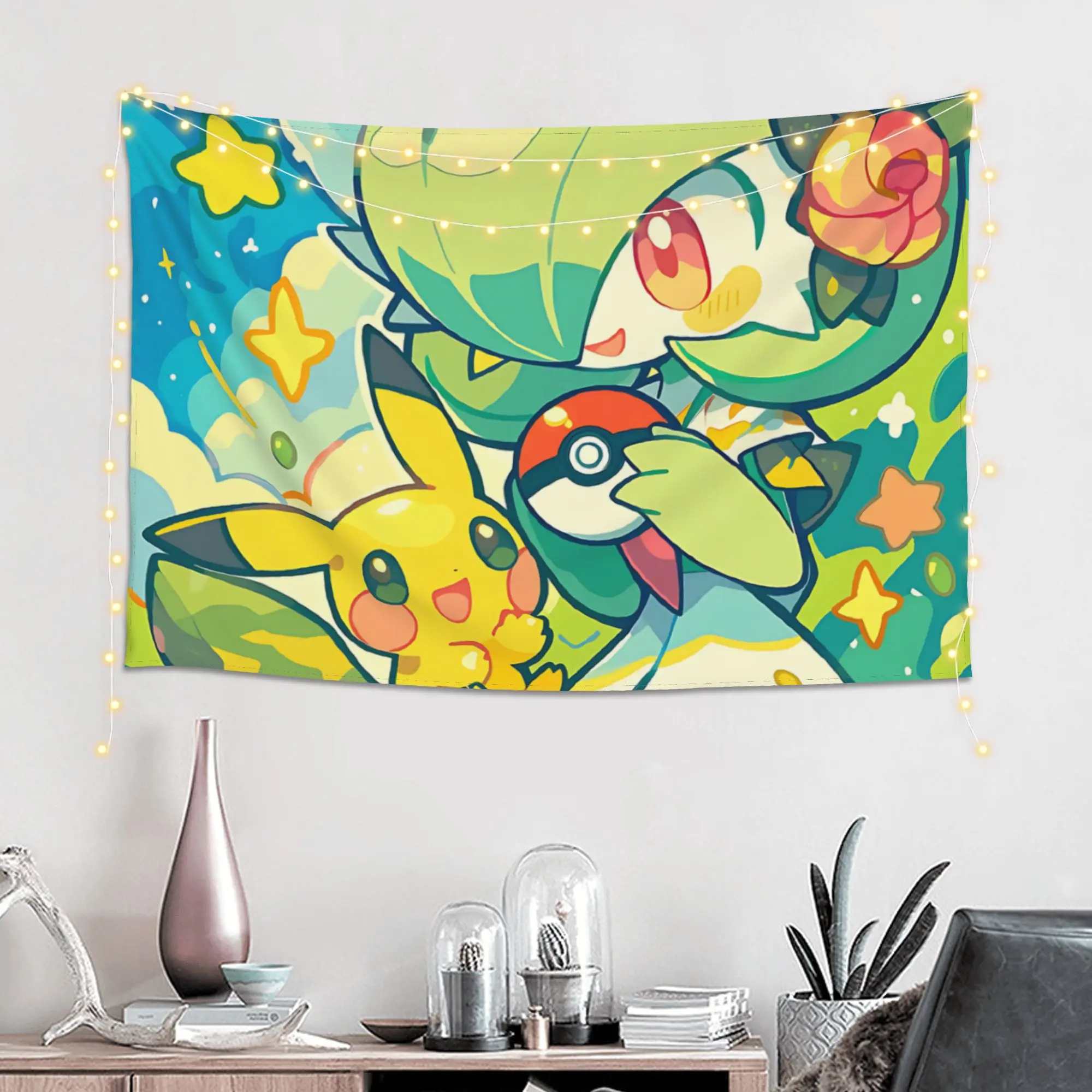 Customized Anime Pokemons Cutecore Tapestry  Wall Hanging Blanket Tapestry Home Decor Items Wall Decorations
