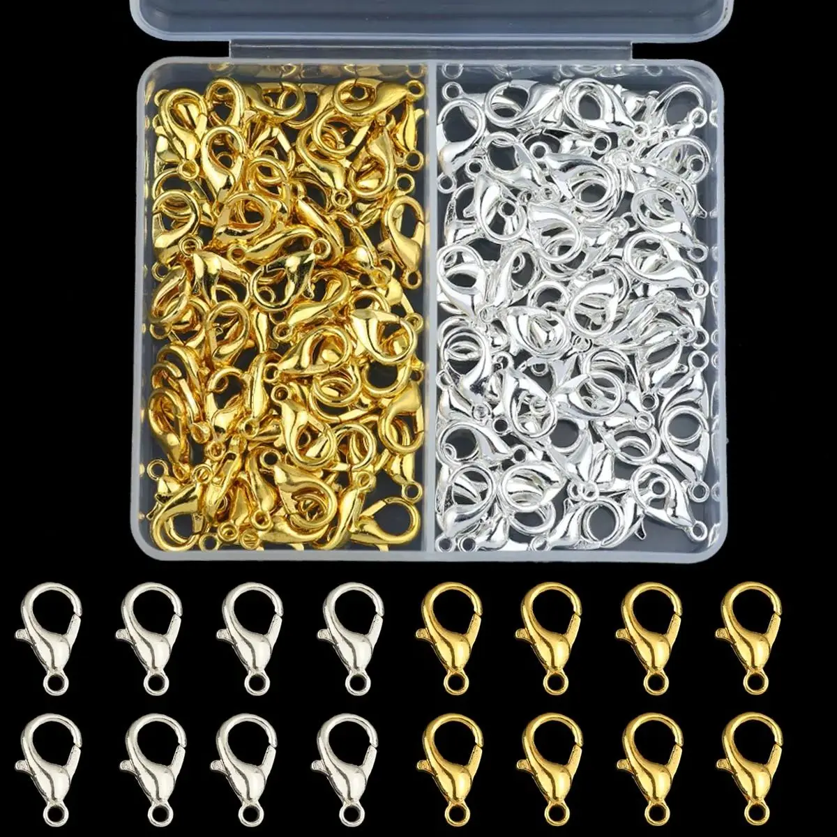 100pcs/Box Lobster Clasps For Bracelets Necklaces DIY Hooks Chain Closure Accessories For Jewelry Making Findings Accessories