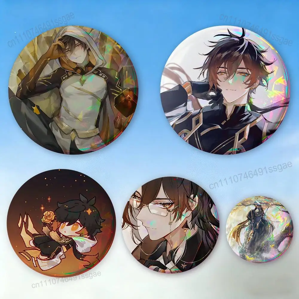 Zhongli G-Genshin Impact Badge Pins For Friend, Backpack, Clothing, Collectible Accessories, Jewelry Gift