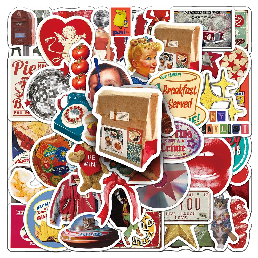 

10/30/50pcs Ins Style American Retro Graffiti Stickers Cartoon Aesthetic Sticker Decoration DIY Fridge Water Bottle Phone Decals